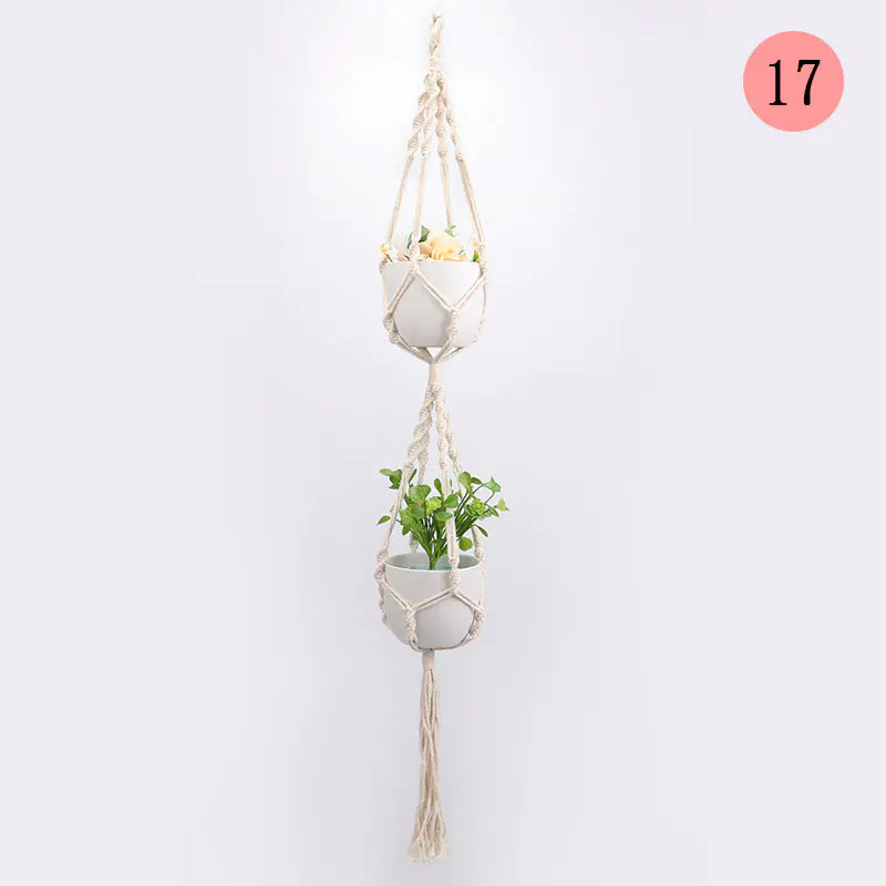 DIY Nordic Style Woven Cotton Rope Hanging Basket