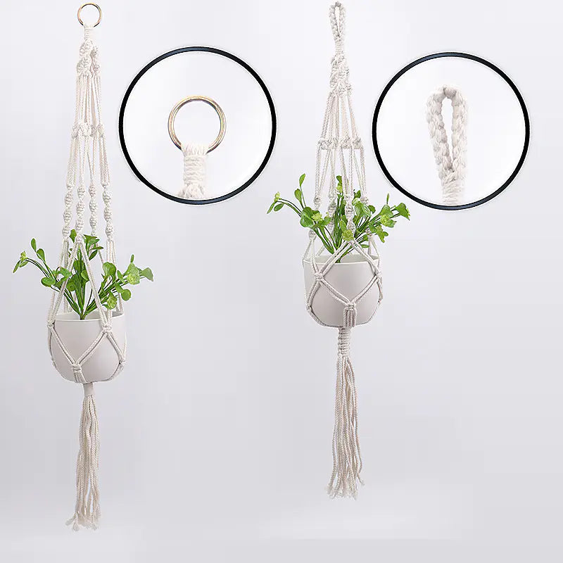 DIY Nordic Style Woven Cotton Rope Hanging Basket