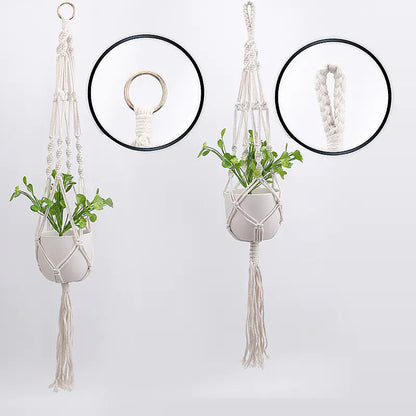 DIY Nordic Style Woven Cotton Rope Hanging Basket