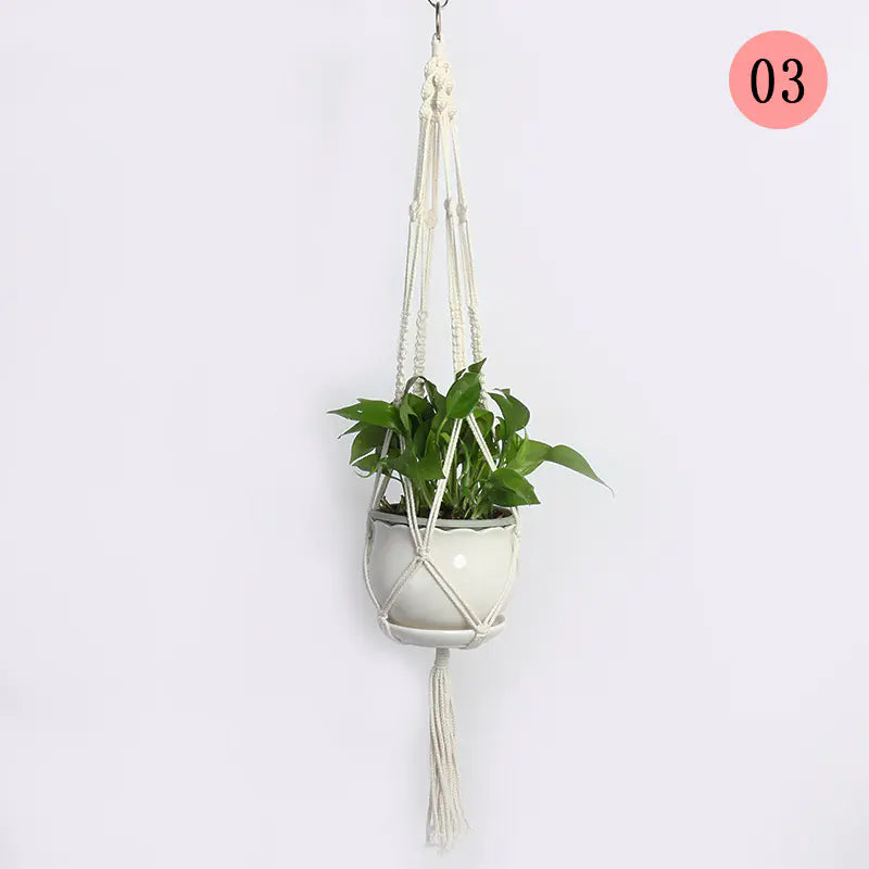 DIY Nordic Style Woven Cotton Rope Hanging Basket