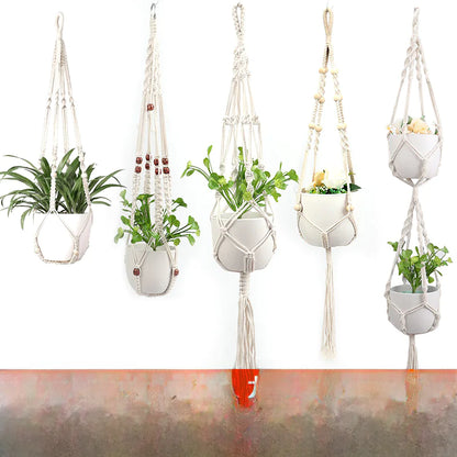 DIY Nordic Style Woven Cotton Rope Hanging Basket