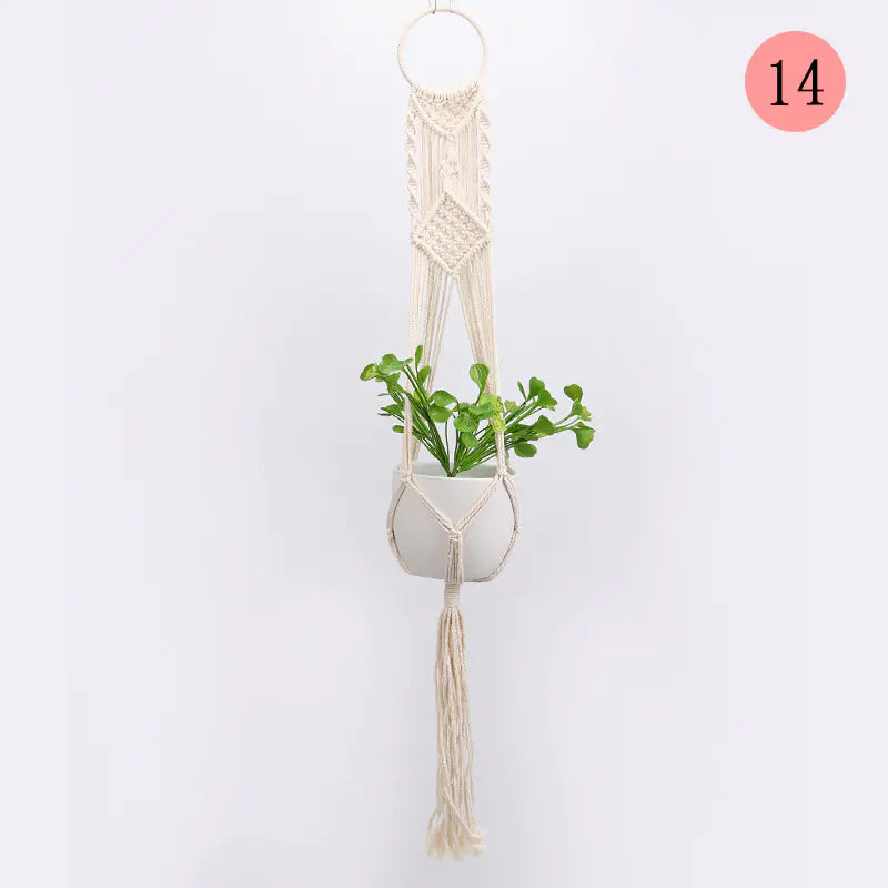 DIY Nordic Style Woven Cotton Rope Hanging Basket