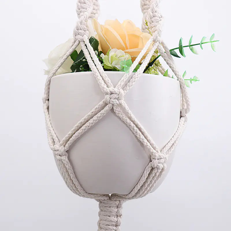DIY Nordic Style Woven Cotton Rope Hanging Basket