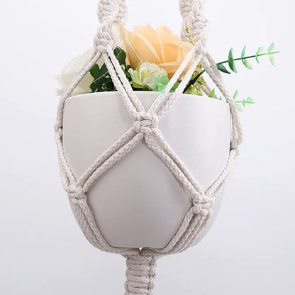 DIY Nordic Style Woven Cotton Rope Hanging Basket