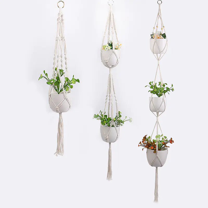 DIY Nordic Style Woven Cotton Rope Hanging Basket