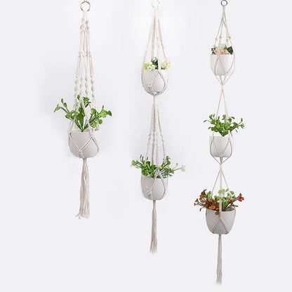 DIY Nordic Style Woven Cotton Rope Hanging Basket